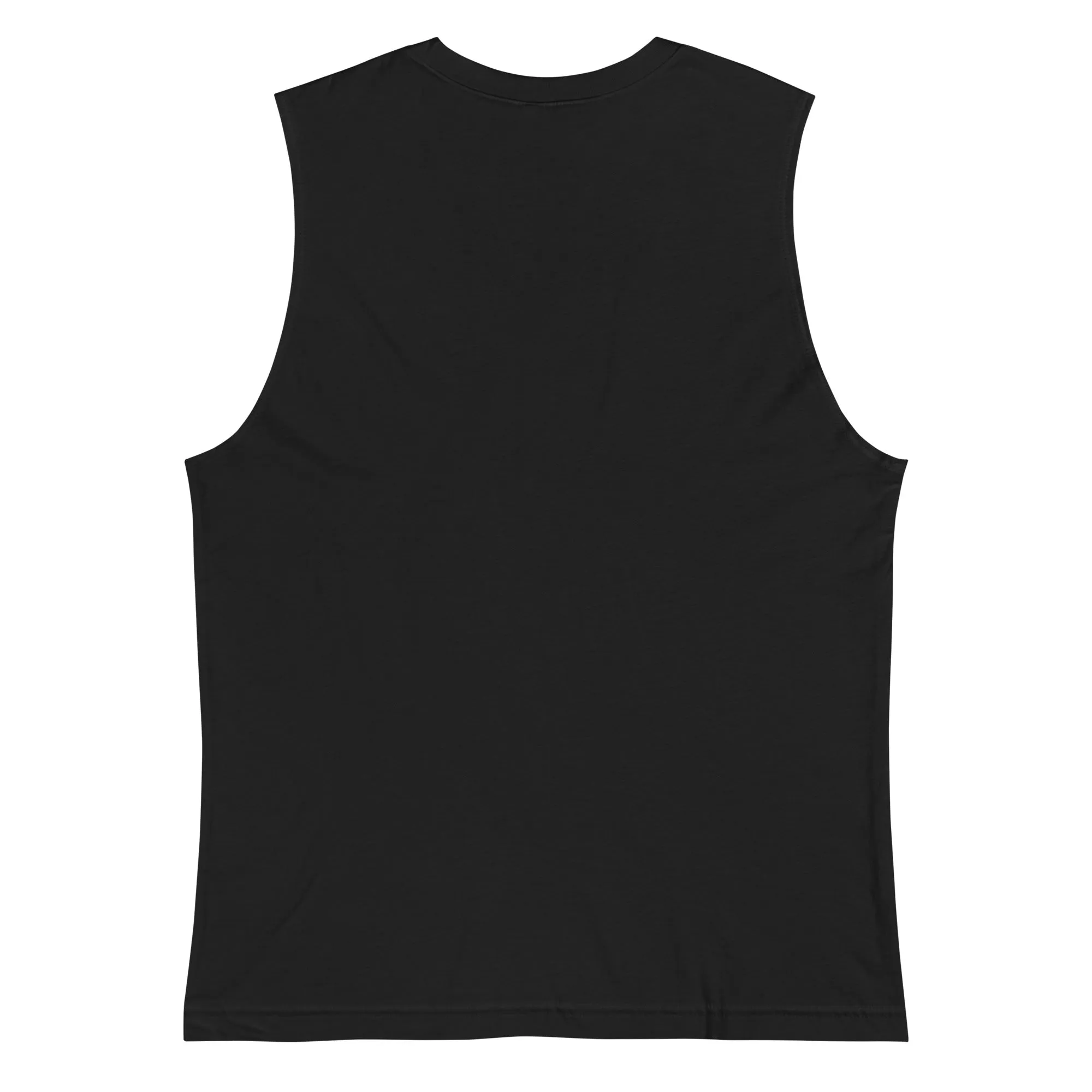 One of Them Embroidered Left Chest Design on Black Relaxed Fit Sleeveless Tank Top