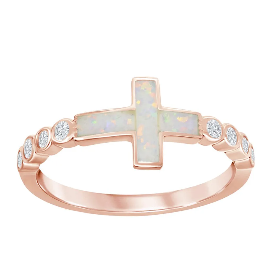 Opal Cross Sparkle Ring