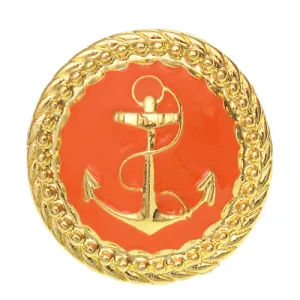 Orange Large Anchor Adjustable Statement Ring
