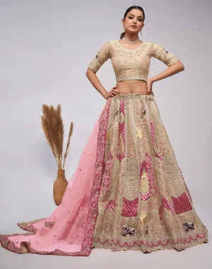 Organza Silk intricate Paisley Motifs Traditional Embroidered Lehenga