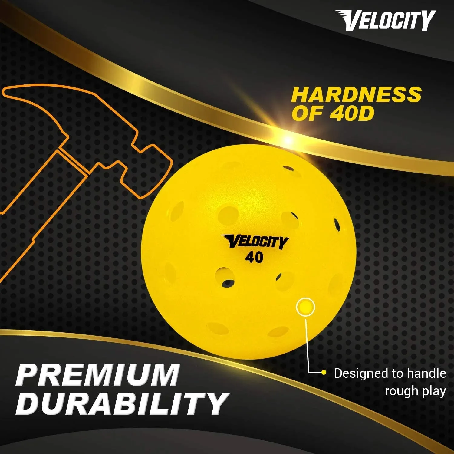 Outdoor 12 Count Yellow Pickleball Balls | Official Size Weight USAPA 40 Hole