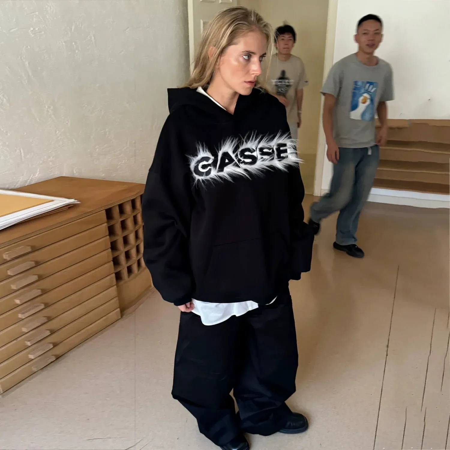 Oversized Black Statement Hoodie
