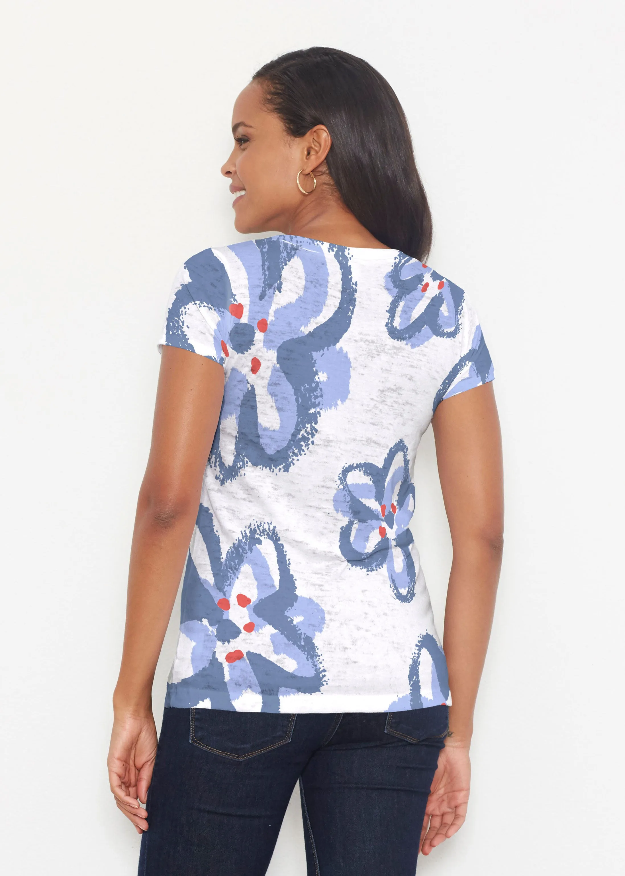 Painted Blooms (25068) ~ Signature Short Sleeve Scoop Shirt