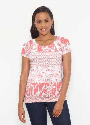 Patchwork Coral (7900) ~ Short Sleeve Scoop Shirt