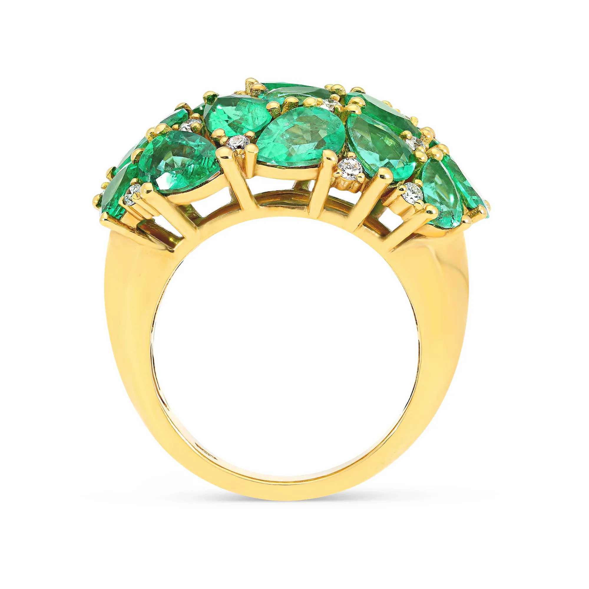 Pear Shaped Green Emerald Dome Ring