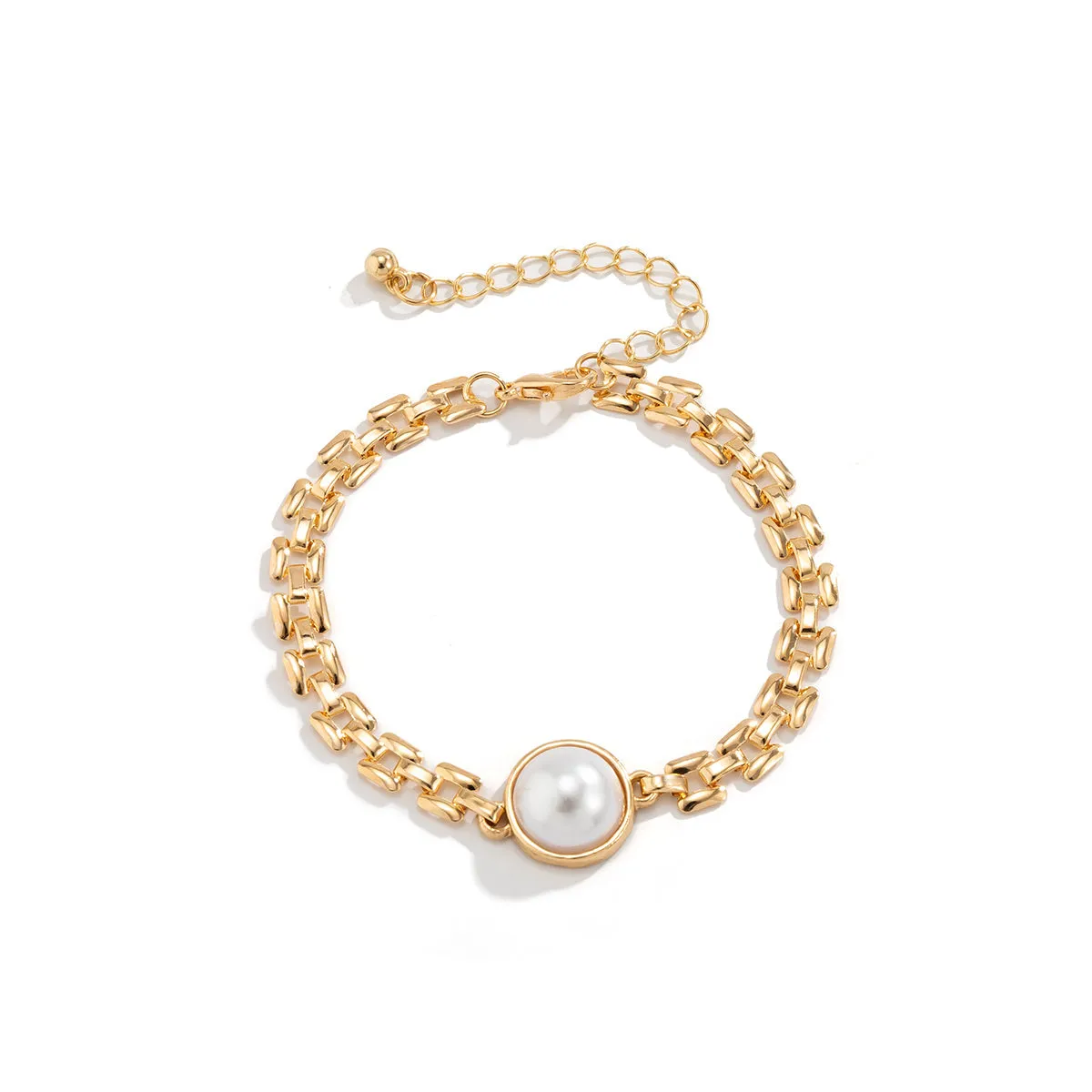 Pearl & 18K Gold-Plated Charm Belt Chain Bracelet