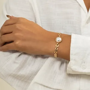 Pearl & 18K Gold-Plated Charm Belt Chain Bracelet