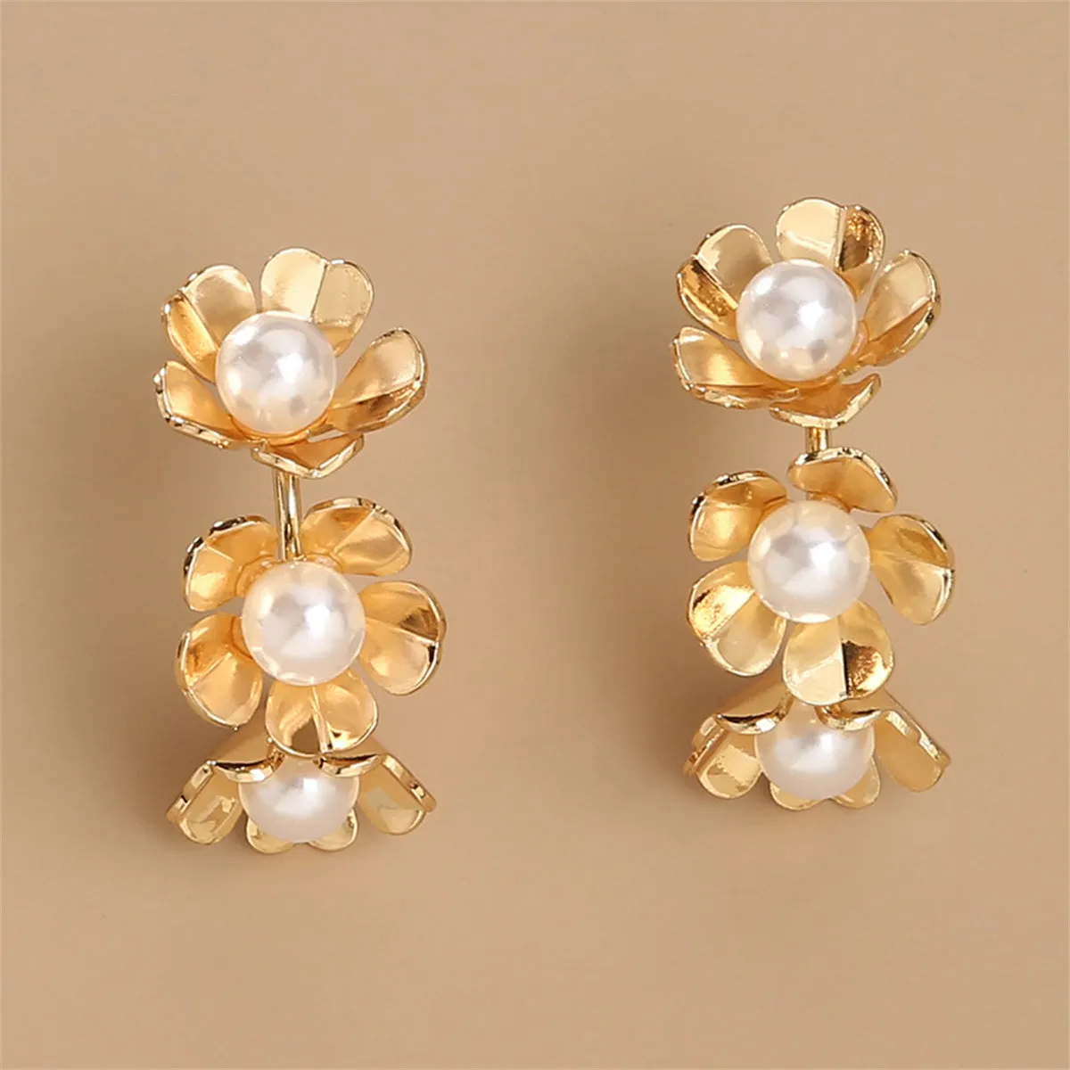 Pearl & 18K Gold-Plated Floral Hoop Earrings