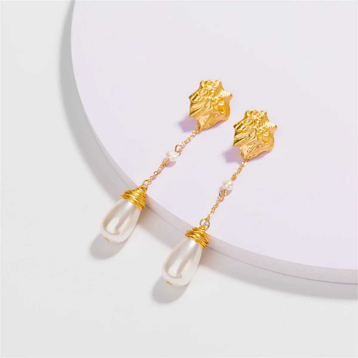Pearl & 18K Gold-Plated Irregular Drop Earrings