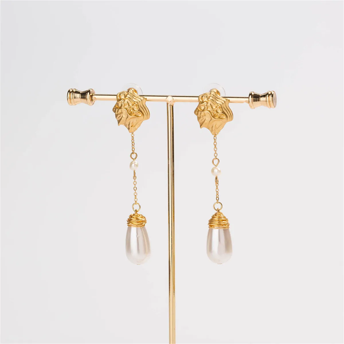 Pearl & 18K Gold-Plated Irregular Drop Earrings