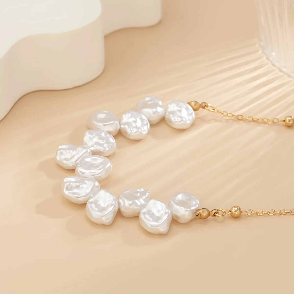 Pearl & 18K Gold-Plated Wave Statement Necklace