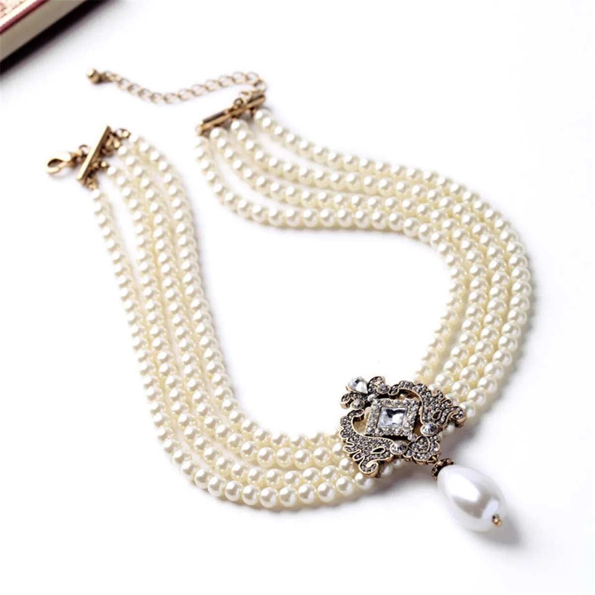 Pearl & Cubic Zirconia Layered Statement Necklace