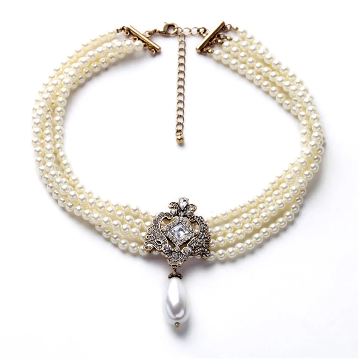 Pearl & Cubic Zirconia Layered Statement Necklace