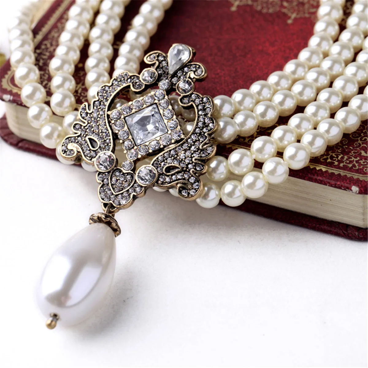 Pearl & Cubic Zirconia Layered Statement Necklace