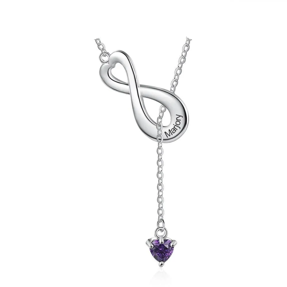 Personalized Infinity Pendant 1 Stone 1 Name
