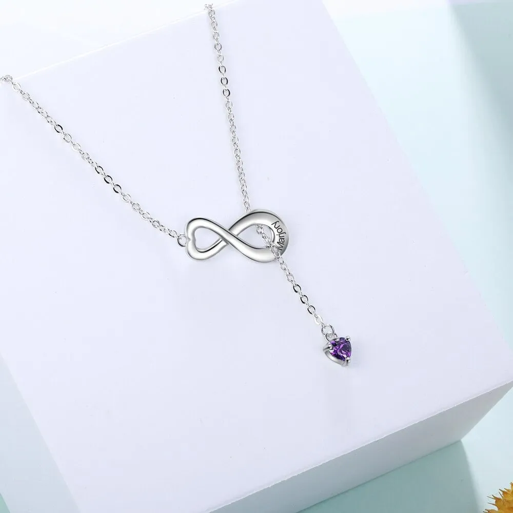 Personalized Infinity Pendant 1 Stone 1 Name