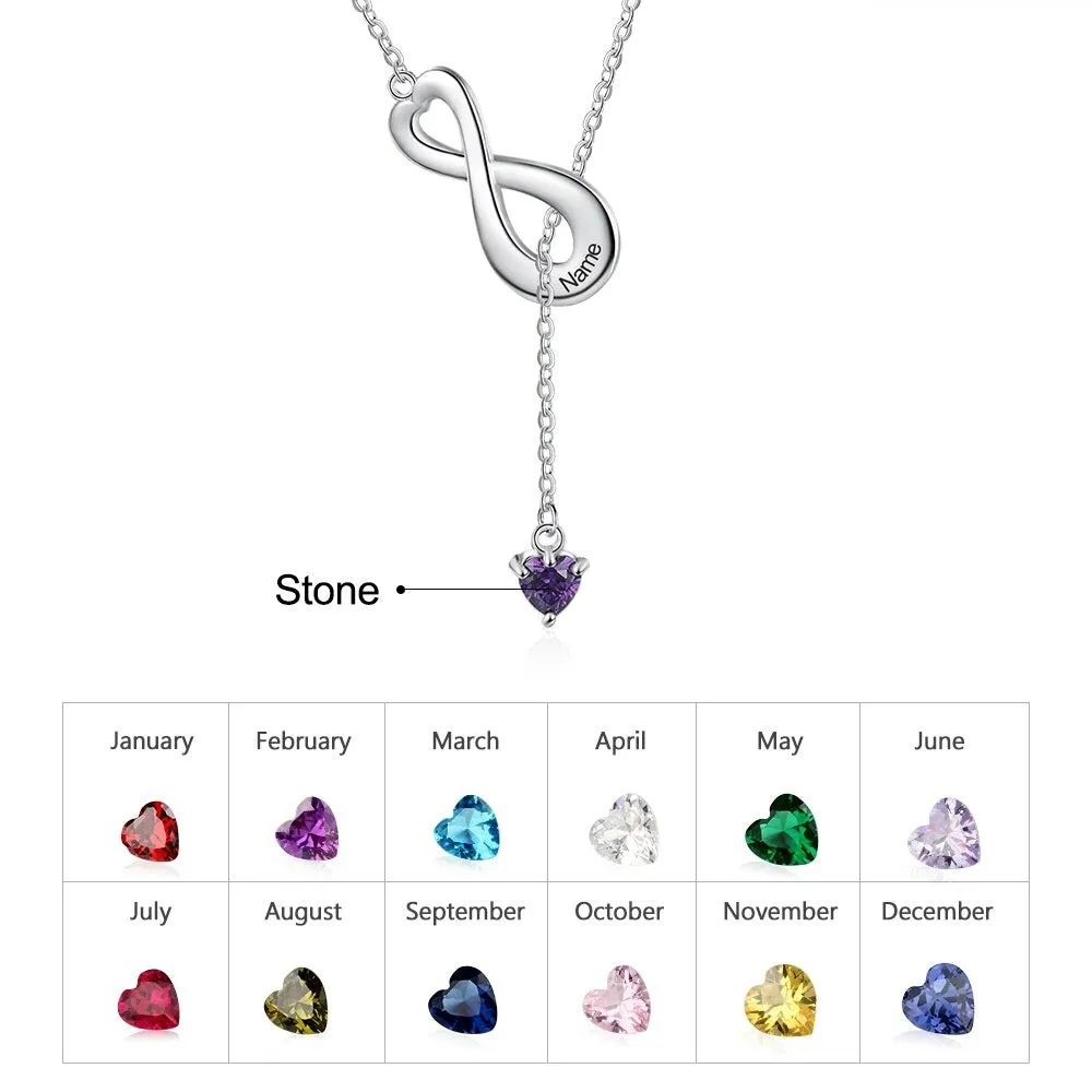 Personalized Infinity Pendant 1 Stone 1 Name