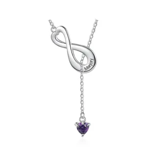 Personalized Infinity Pendant 1 Stone 1 Name