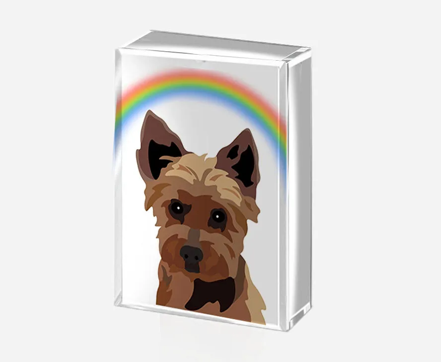 Pet Portrait on Crystal Photo Block | Custom Hand-Drawn Pet Portrait in Cartoon-Realism Style