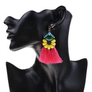 Pink and Multicolor Tassel Earrings