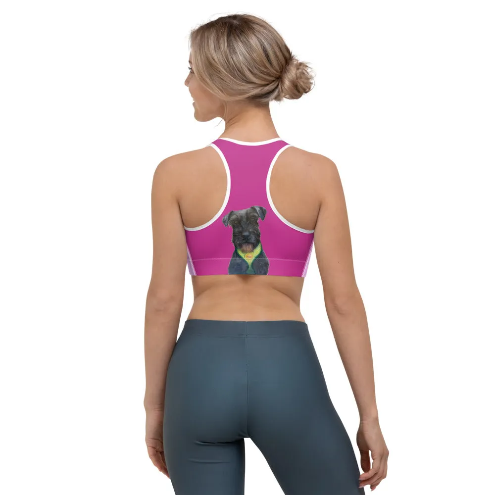 Pink Clouds Sports bra with Schnauzer