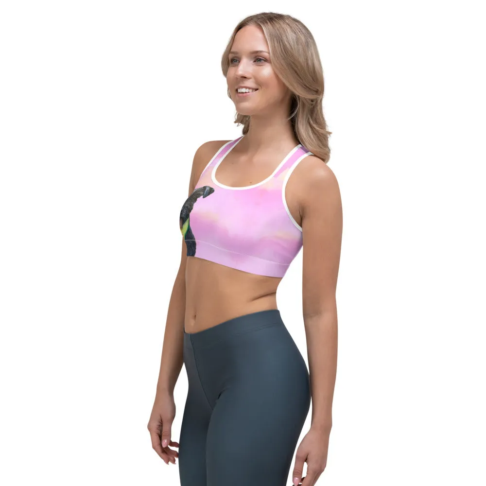 Pink Clouds Sports bra with Schnauzer