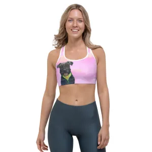 Pink Clouds Sports bra with Schnauzer
