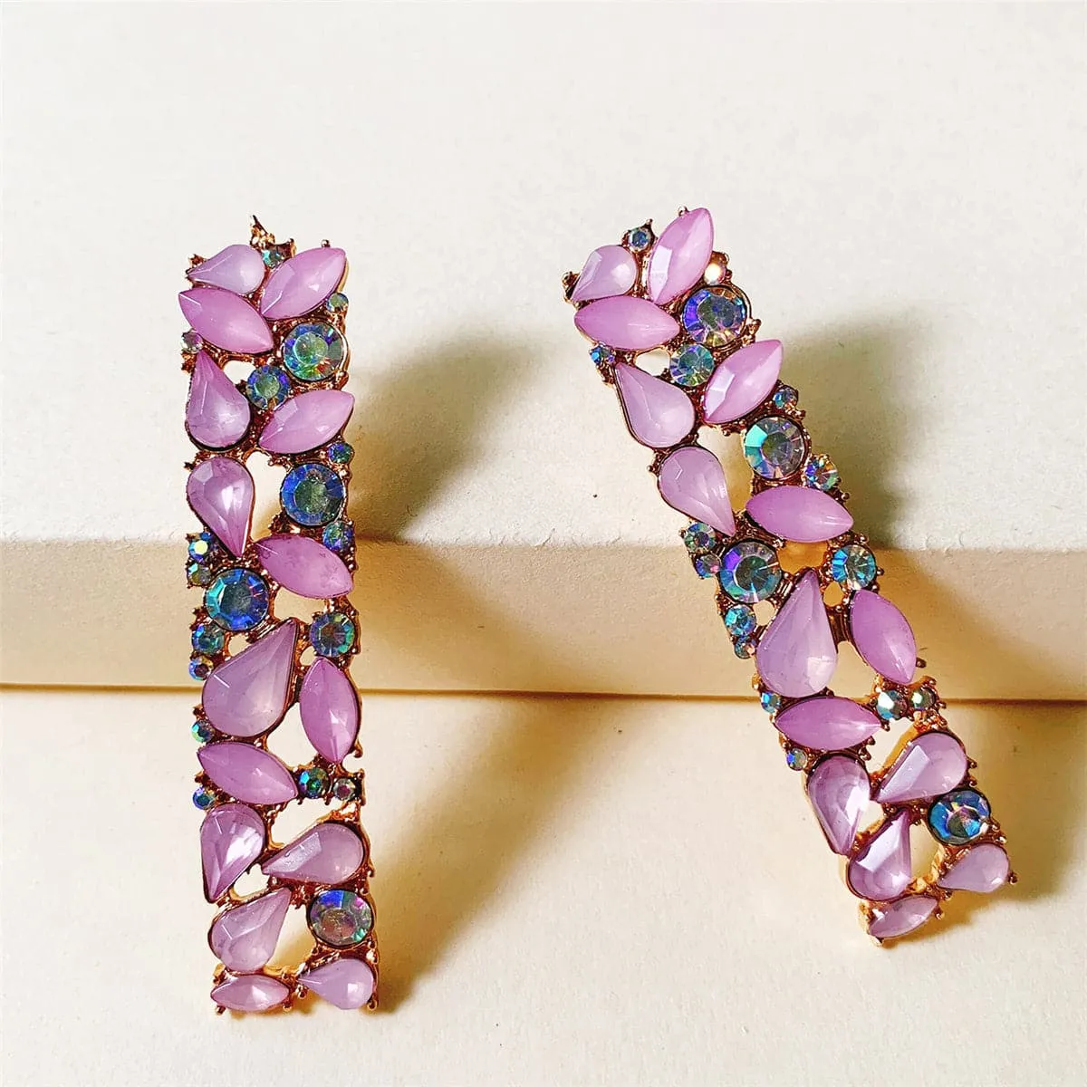 Pink Cubic Zirconia & 18K Gold-Plated Drop Earrings