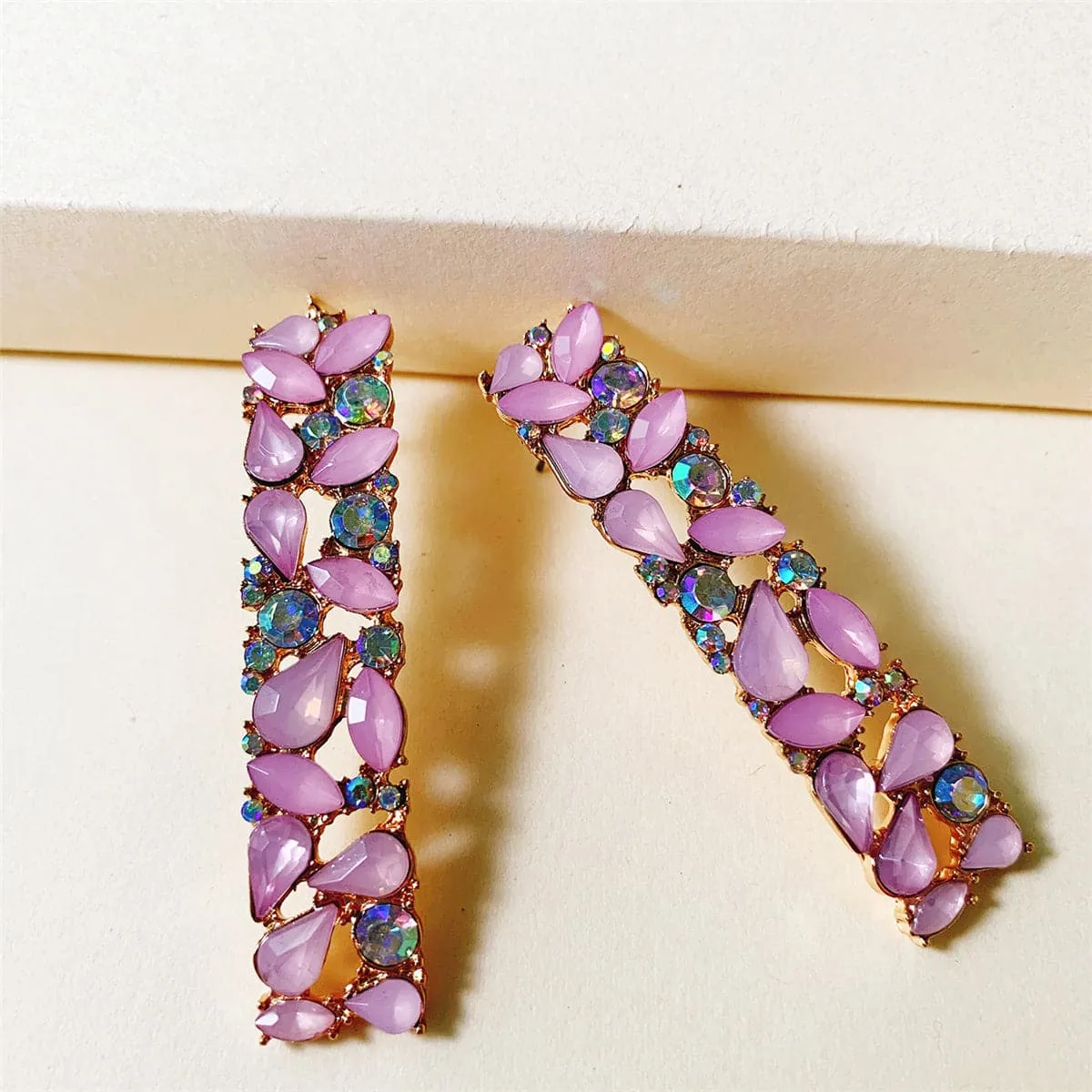 Pink Cubic Zirconia & 18K Gold-Plated Drop Earrings