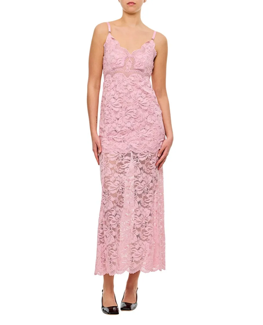 Pink Lace Long Dress