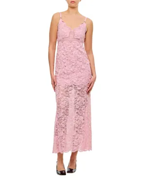 Pink Lace Long Dress