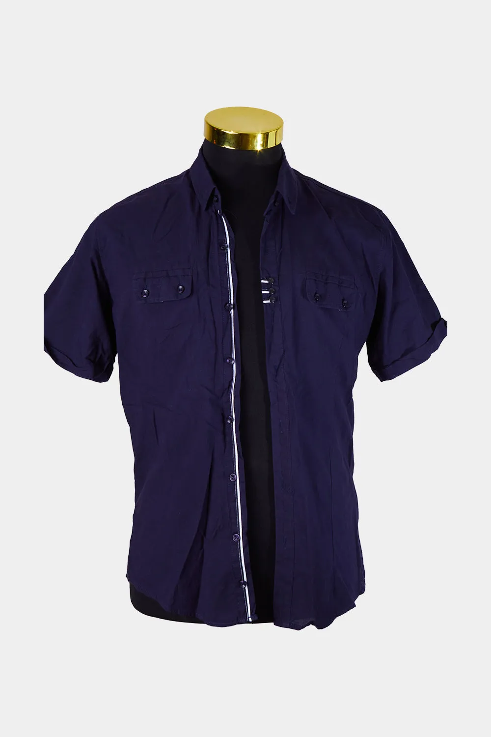 Polim Pier Navy Short Sleeve Button Down Shirt