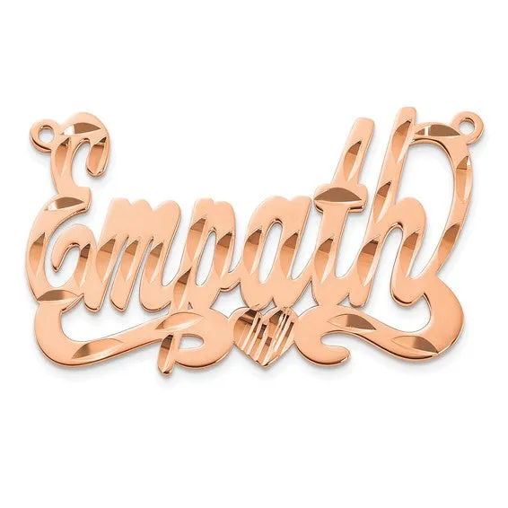 Polished Diamond-cut with Heart Name Plate