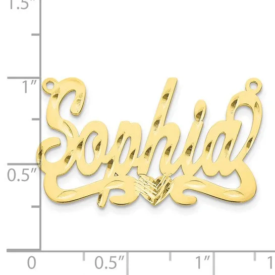 Polished Diamond-cut with Heart Name Plate
