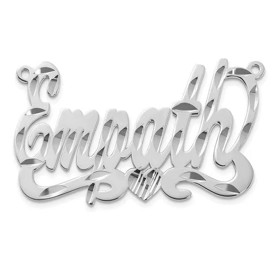 Polished Diamond-cut with Heart Name Plate