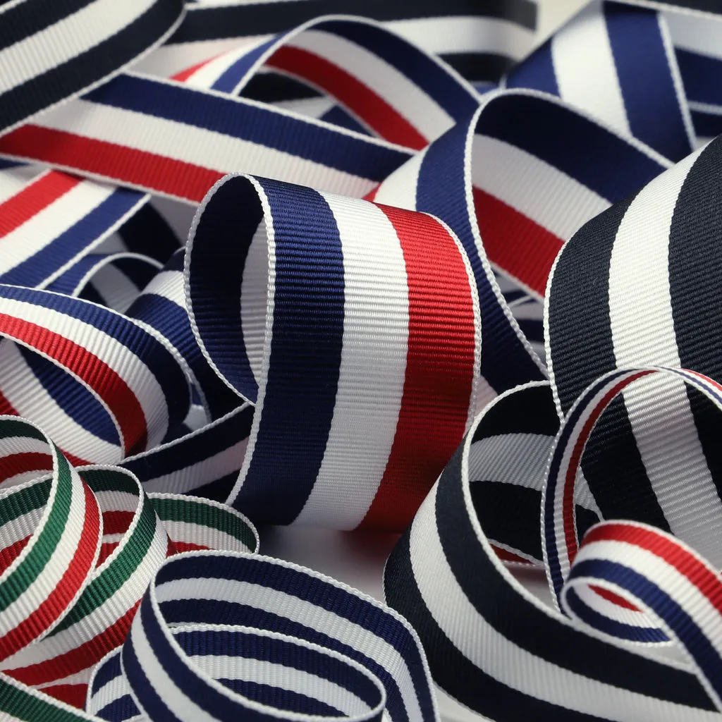 Polyester Stripe Grosgrain Ribbon #20 Black & Gray
