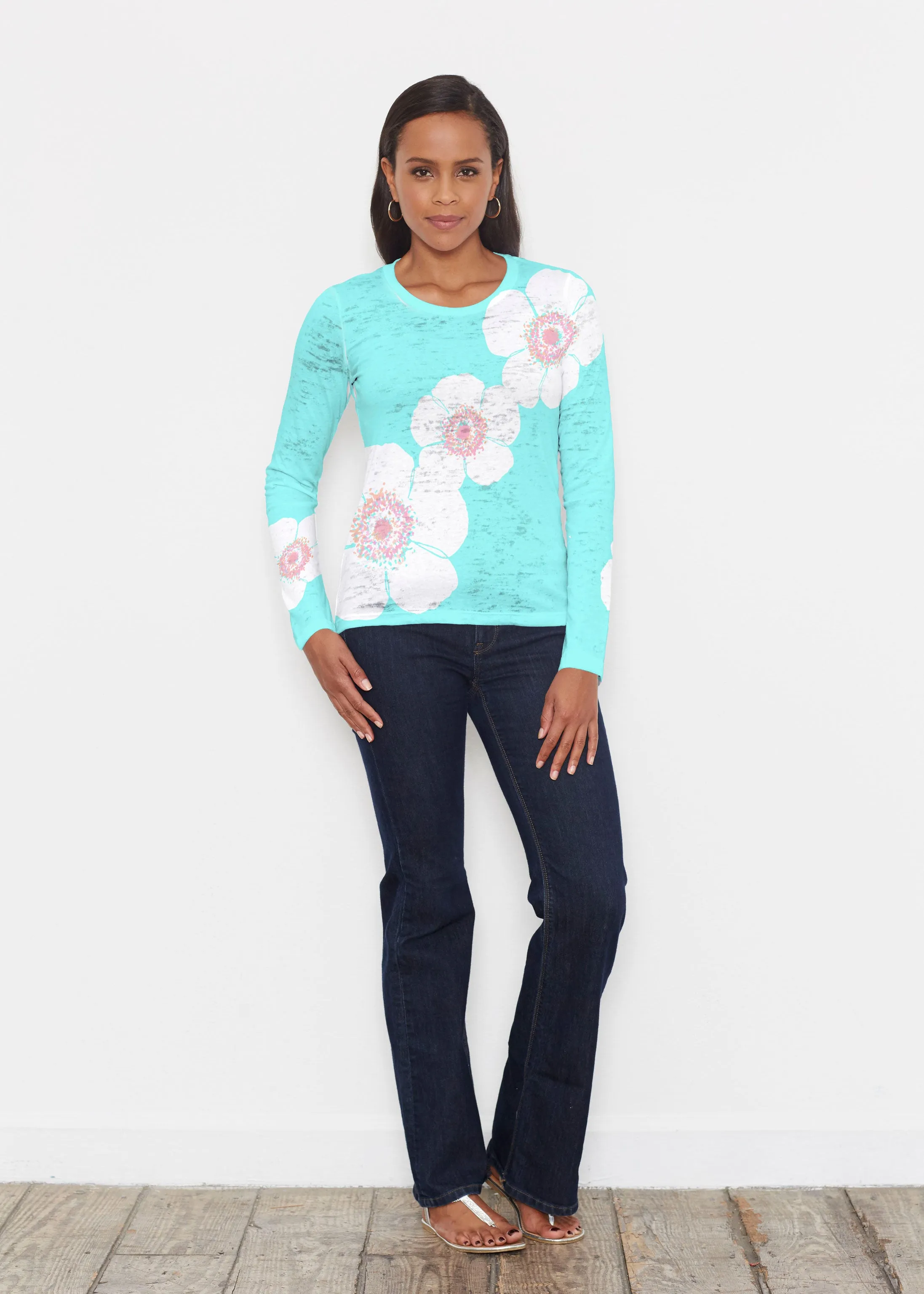 Poppy Seaglass Green (7107) ~ Signature Long Sleeve Crew Shirt