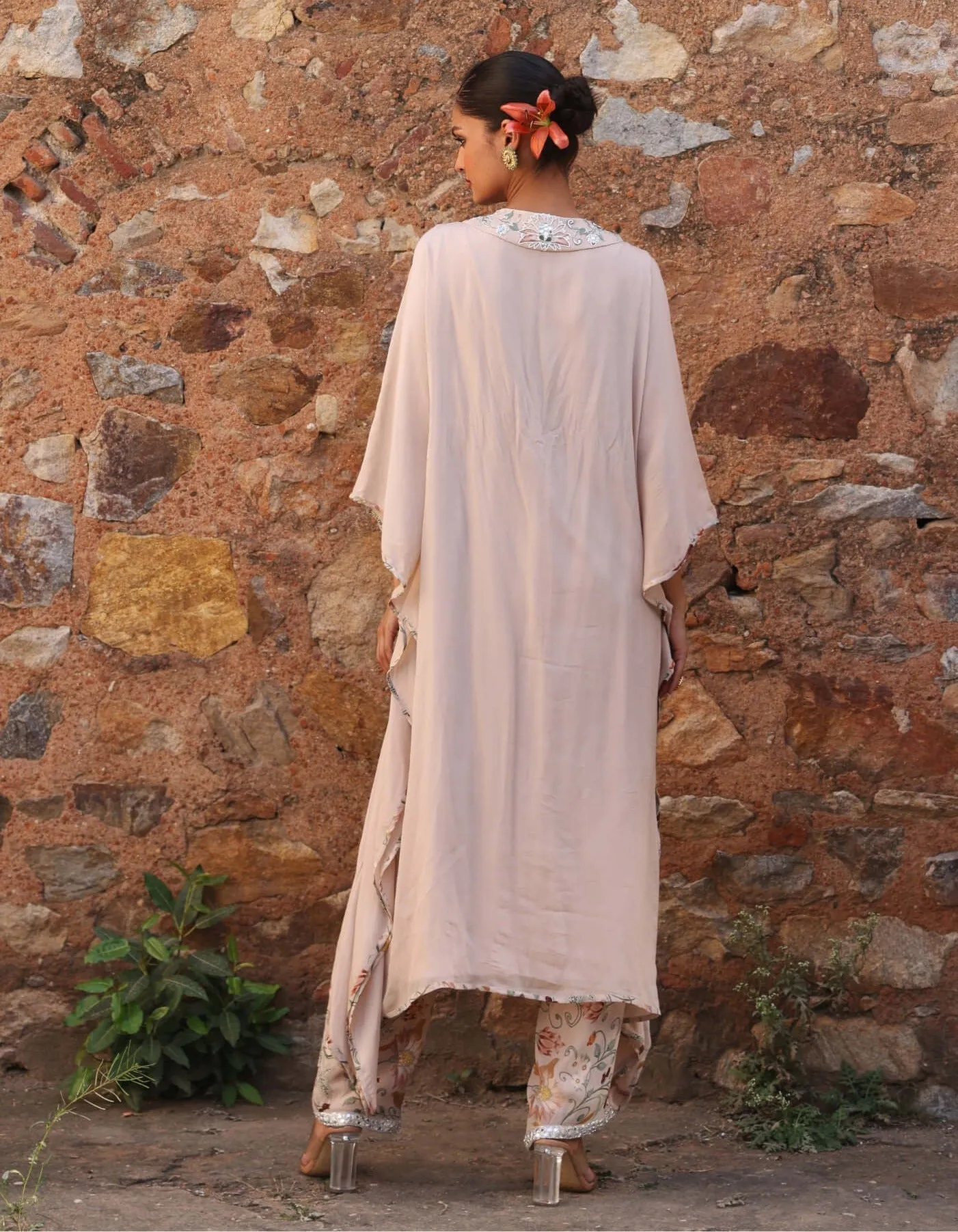 Prisha printed pink kaftan and pants