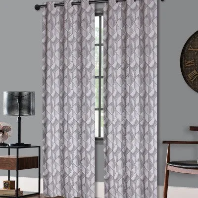 Priya - Grey Jacquard Grommet Top Panels | 38x84" | Set of 2