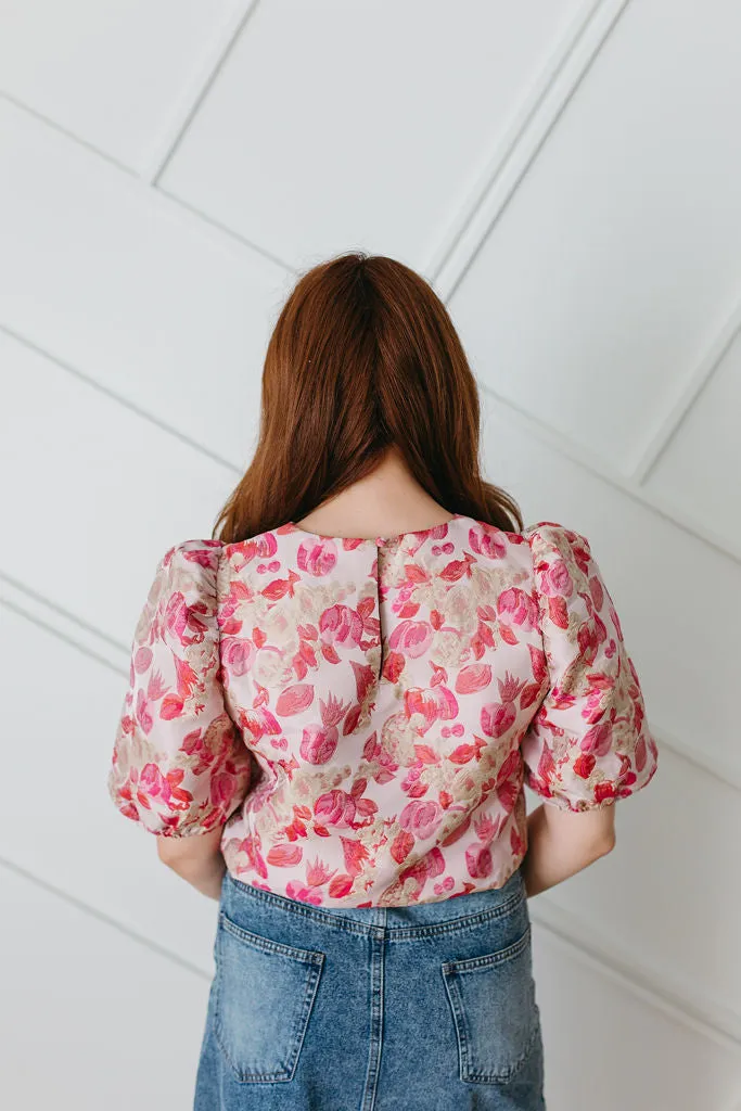 Puff Sleeve Flower Print Top