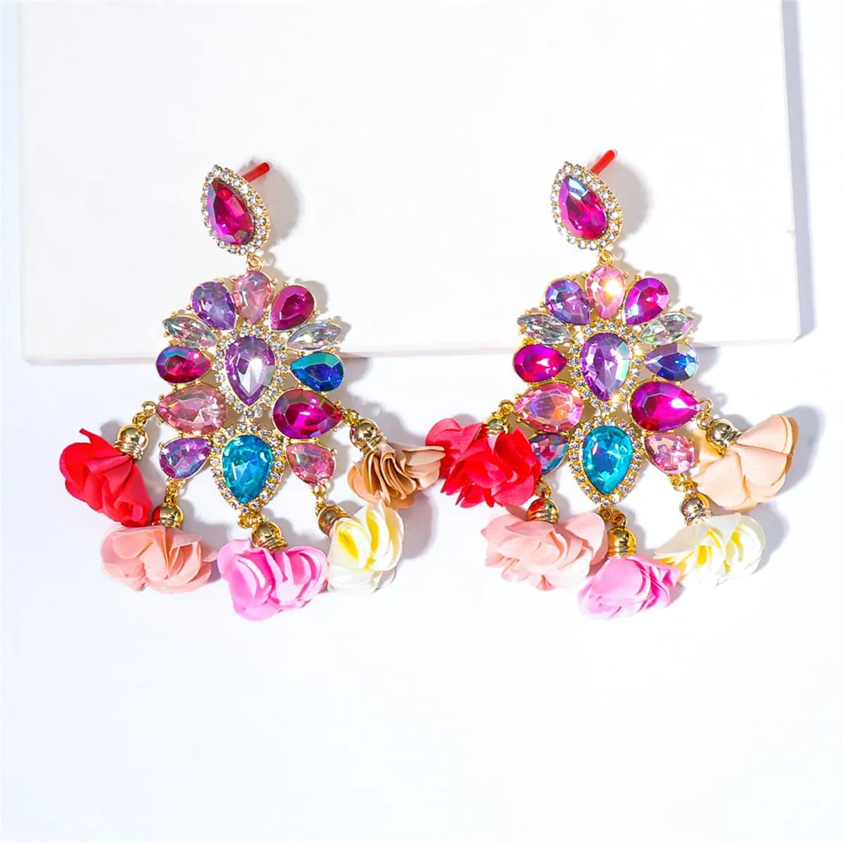 Purple Crystal & Cubic Zirconia Chandelier Drop Earrings