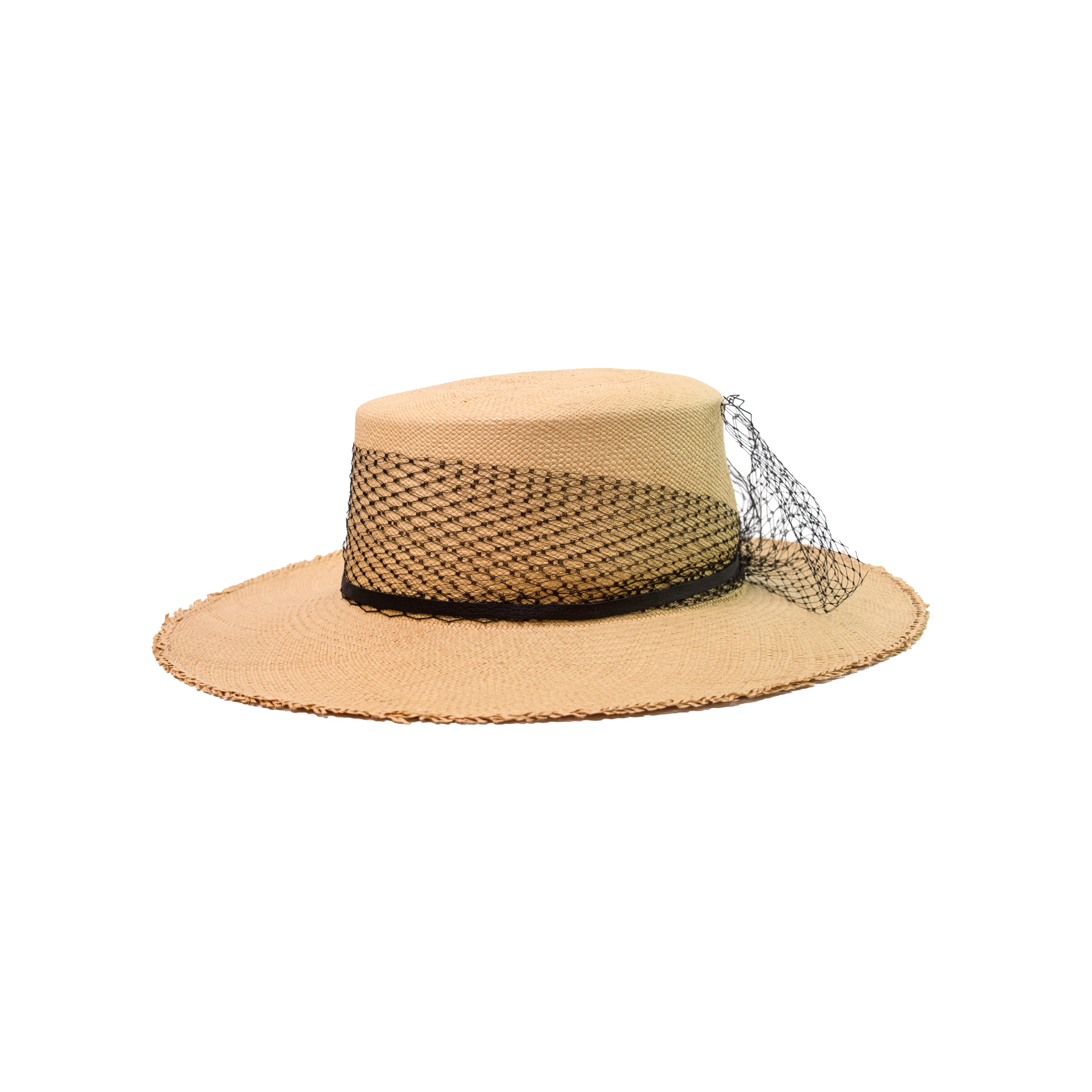 "Glamour" Frayed Cordovan Long Brim Hat