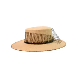 "Glamour" Frayed Cordovan Long Brim Hat