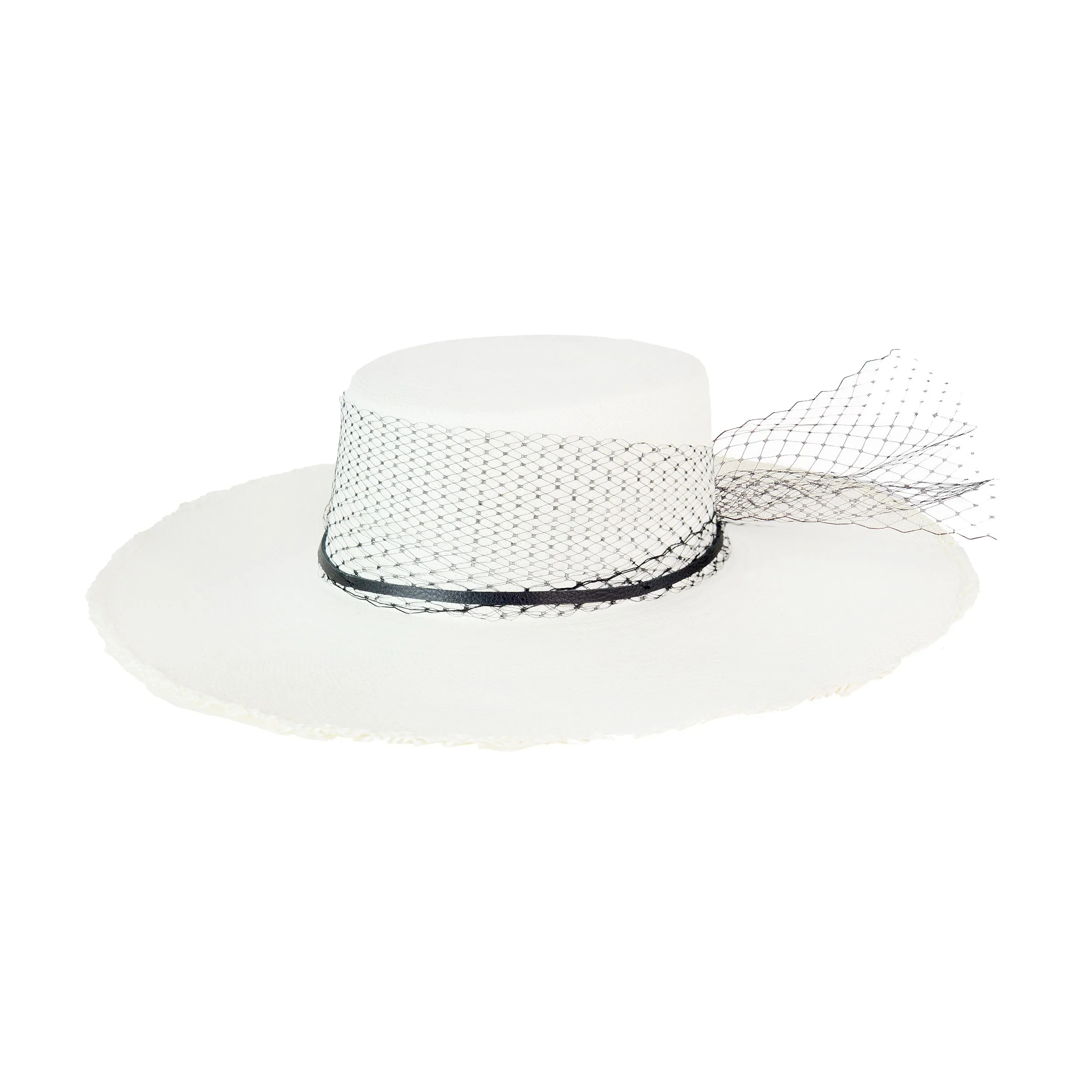 "Glamour" Frayed Cordovan Long Brim Hat
