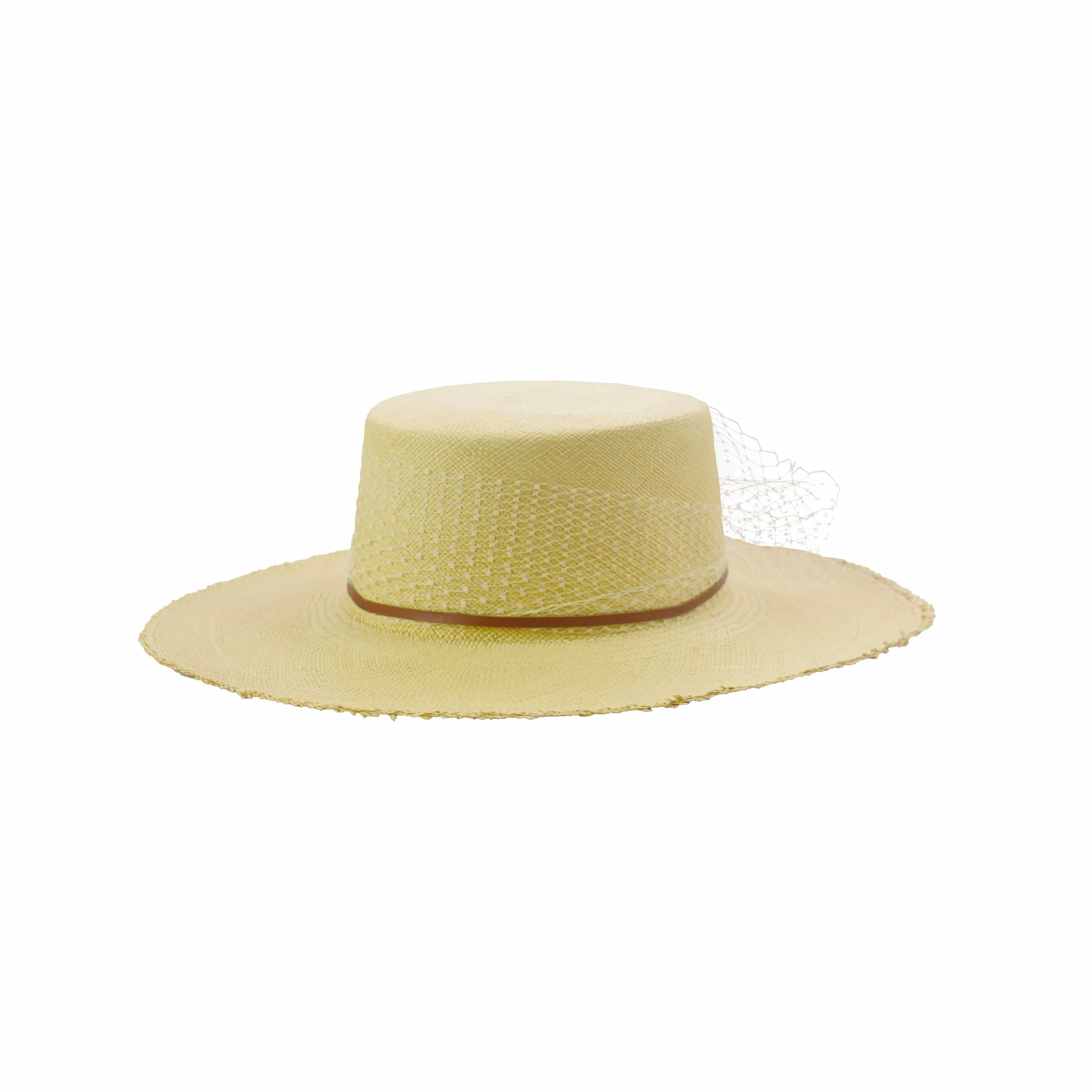 "Glamour" Frayed Cordovan Long Brim Hat