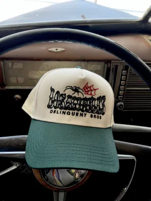 "Good times,Bad times" 5 Panel Snapback Cap in Natural/Green