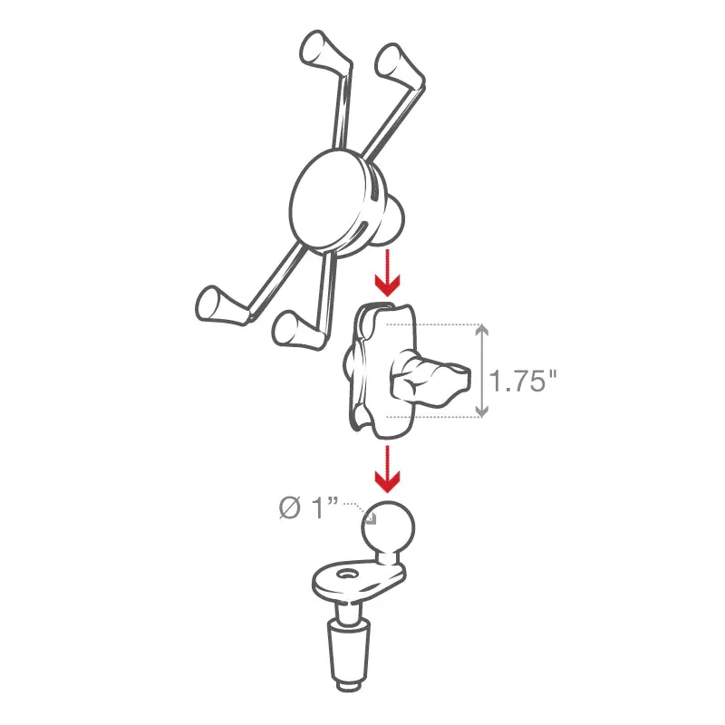 RAM Fork Stem Mount with Double Arm & Universal RAM® X-Grip® Phone Cradle (RAM-B-176-A-UN10U)