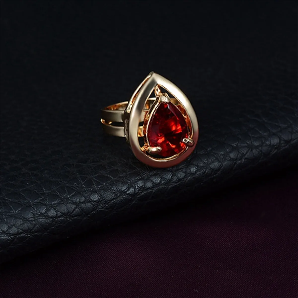 Red Crystal & 18K Gold-Plated Cubic Zirconia-Accent Teardrop Statement Necklace Set