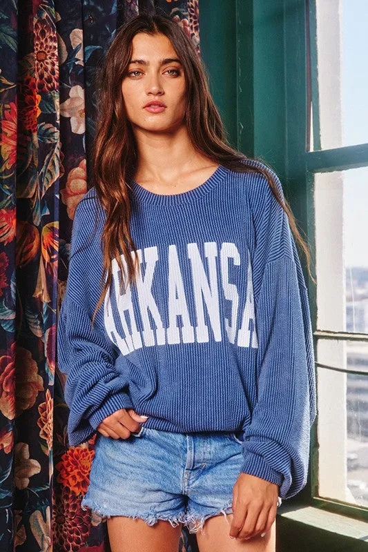 RESTOCKED - ARKANSAS RIB CORD SWEATSHIRT - NAVY