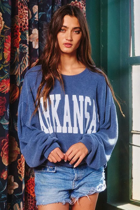 RESTOCKED - ARKANSAS RIB CORD SWEATSHIRT - NAVY